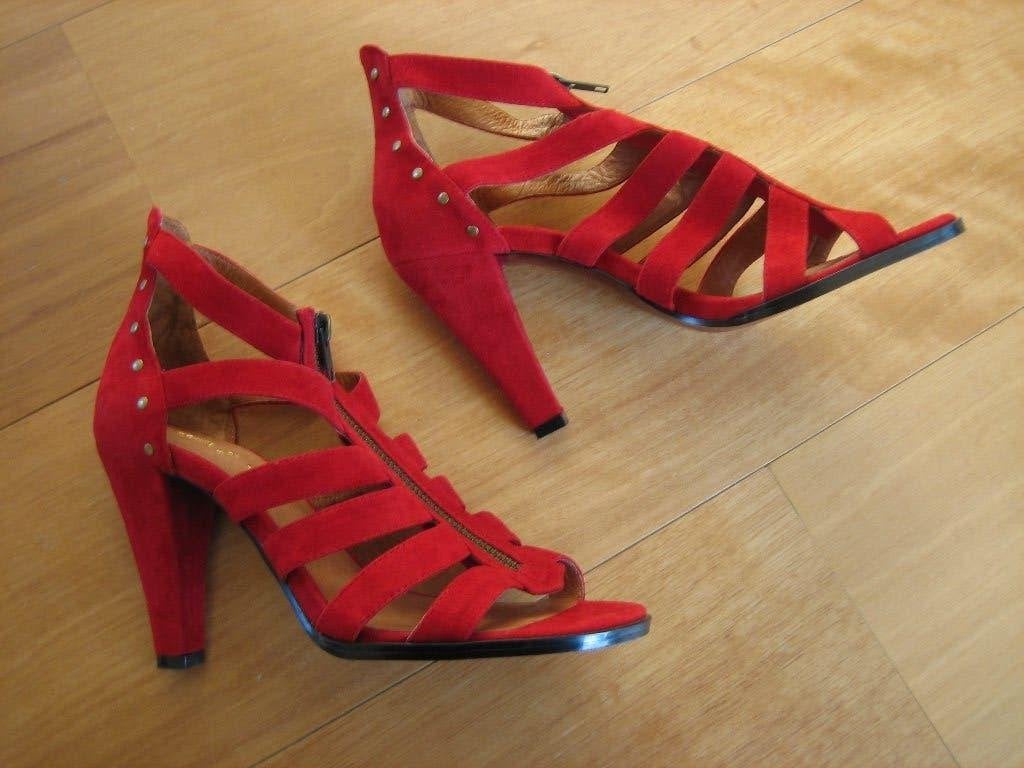 Chique rood suede zomerlaarsjes EDITH & ELLA 38 snazzeys, Verzenden, Nieuw, Sandalen of Muiltjes, Edith & Ella