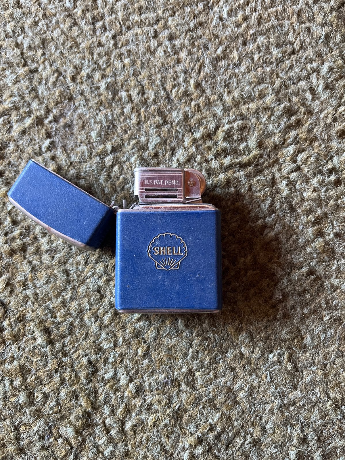 Vintage Shell Aansteker - Blauw met Logo, Ophalen of Verzenden, Gebruikt, Aansteker