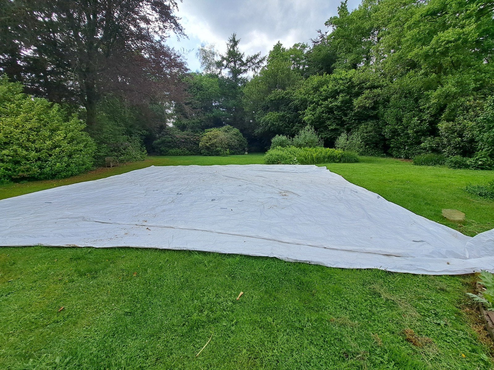 Groot dekzeil ca 12.5 x 12.5 meter, bouwzeil, Doe-het-zelf en Verbouw, Zeil en Folie, Ophalen of Verzenden, Gebruikt, 15 m² of meer