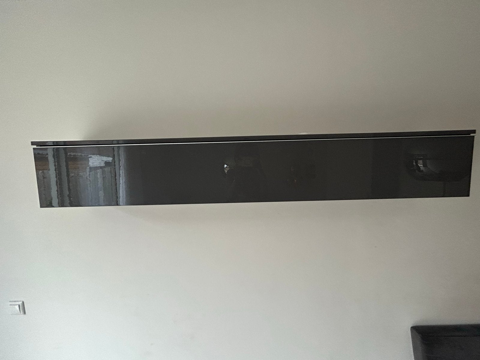 Moderne TV-meubel met wandkast - Grijs hoogglans, Huis en Inrichting, Kasten | Televisiemeubels, Ophalen, Kunststof, Gebruikt