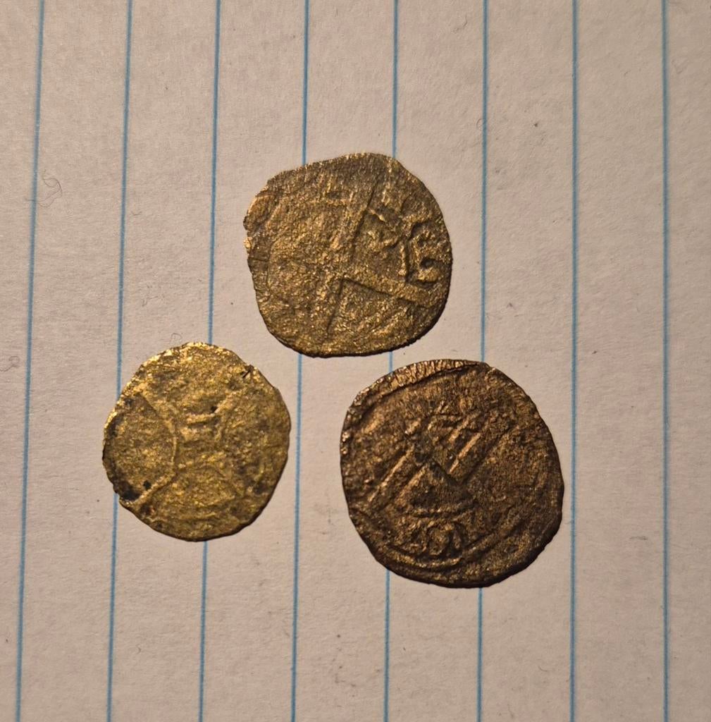 Lot van 3 muntjes bodemvondst, Vóór koninkrijk, Setje, Zilver, Overige waardes