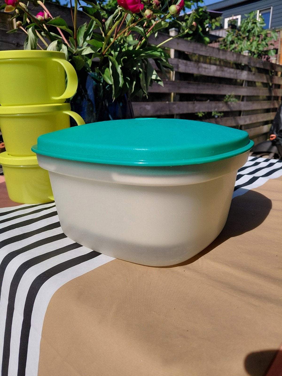 Tupperware vergiet met kom en deksel, Ophalen of Verzenden, Gebruikt, Groen, Bak of Kom