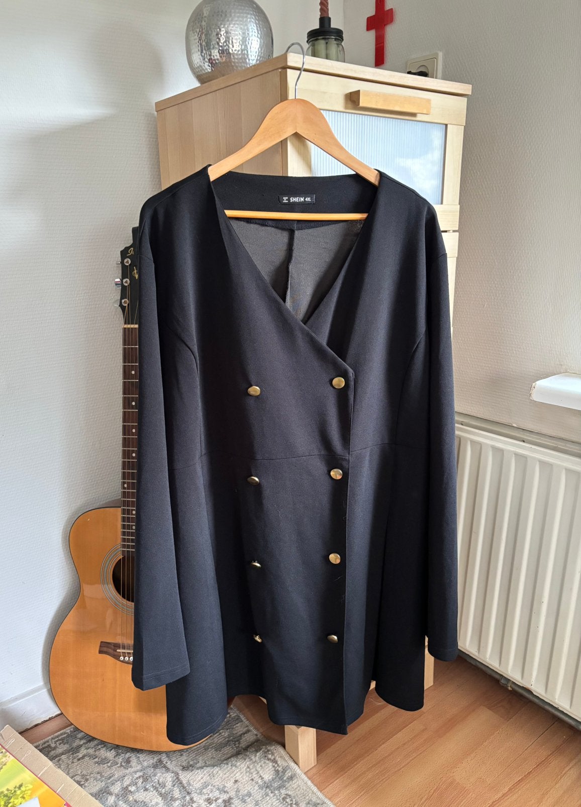 Zwart tuniek met knopen, maat 4XL, Ophalen of Verzenden, Zo goed als nieuw, Maat 46/48 (XL) of groter, Zwart