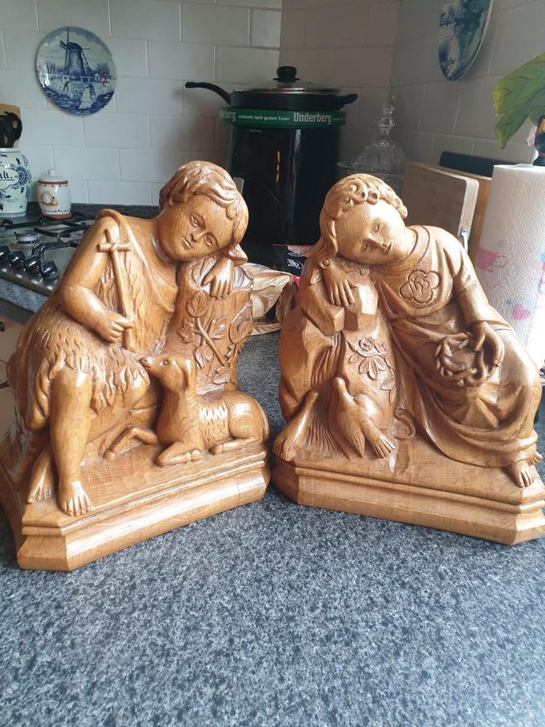 Eik Houten Jezus & St. Janneke. Nooit eerder in hout gezien., Ophalen