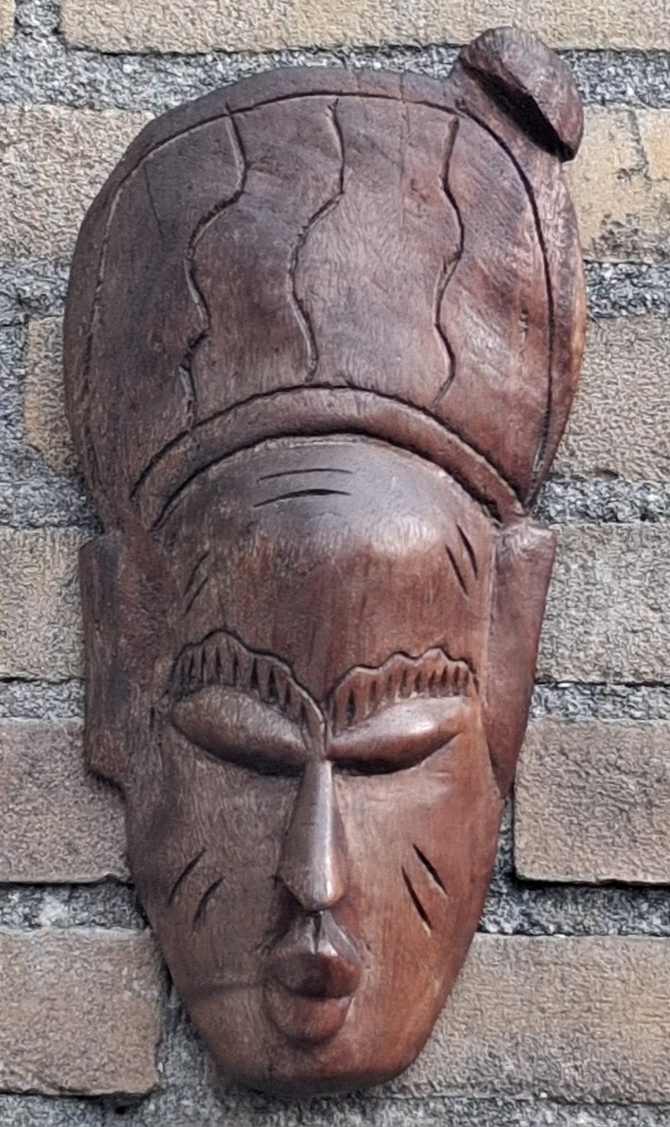 Indonesië.  Wall Mask. 15.5/32 cm., Bruin, Masker, Handgemaakt, Indonesië
