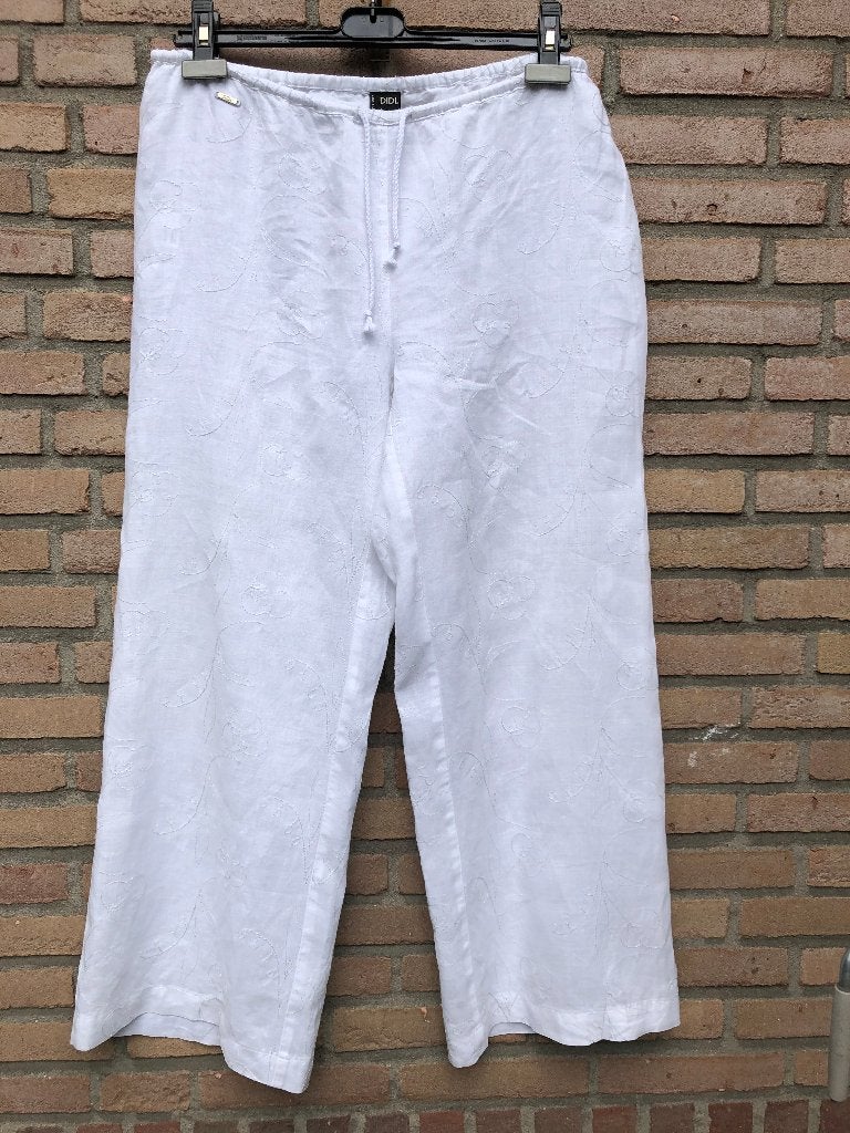 Linnen zomerbroek, maat 38, wijde pijpen, spierwit, Maat 38/40 (M), Wit, Didi, Ophalen of Verzenden