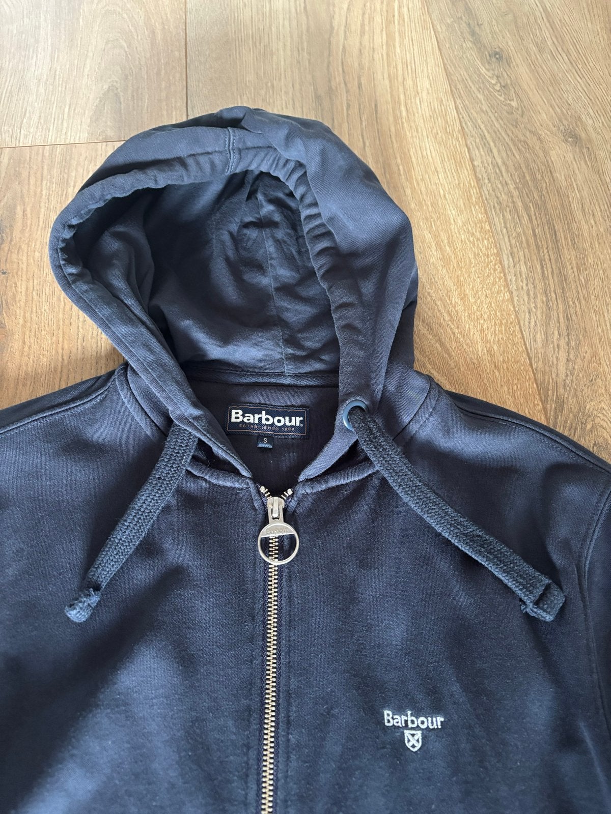Barbour hoodie met rits - Donkerblauw, Ophalen of Verzenden, Gedragen, Maat 46 (S) of kleiner, Blauw