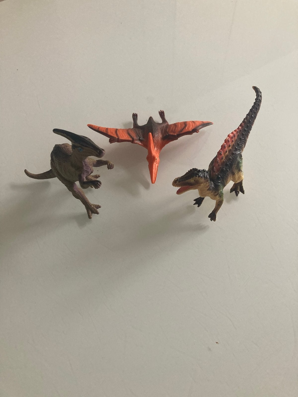 Drie Dino's: Pterodactylus, Parasaurolophus & Spinosaurus, Ophalen of Verzenden, Gebruikt, Jongen of Meisje