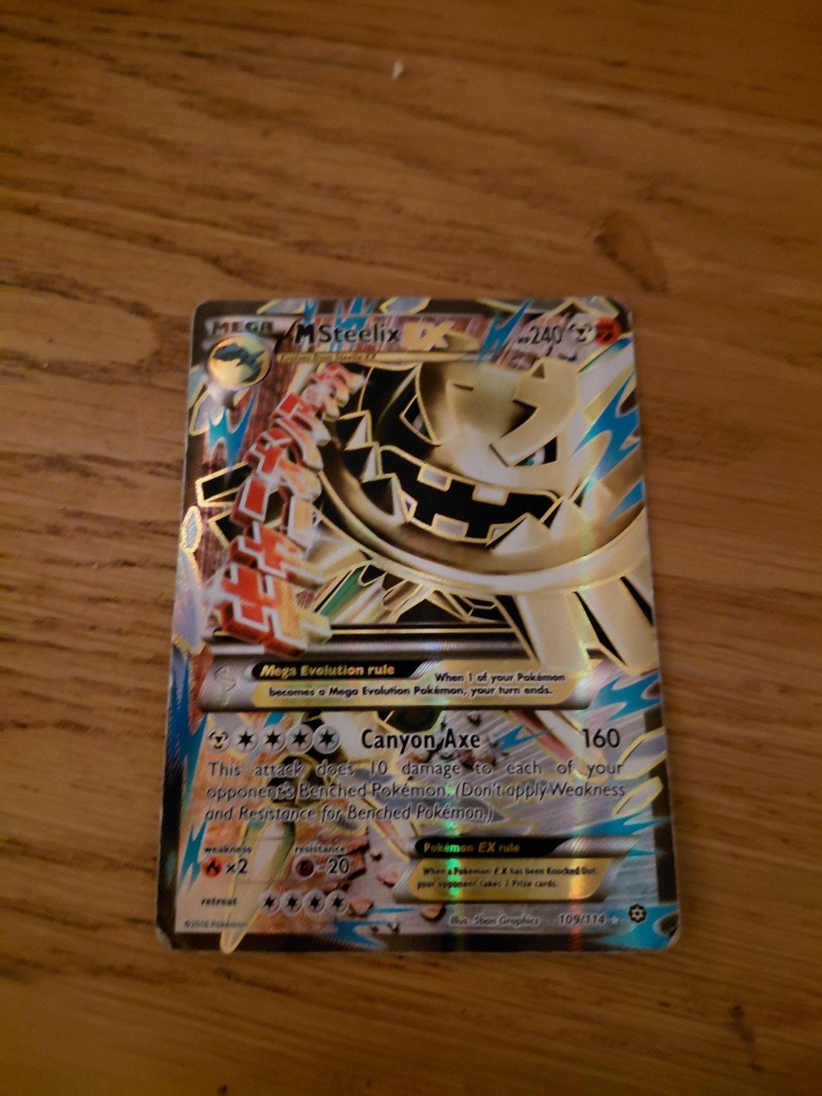 Mega Steelix EX - kaart 109/114 uit 2016, Ophalen of Verzenden, Zo goed als nieuw, Losse kaart, Foil