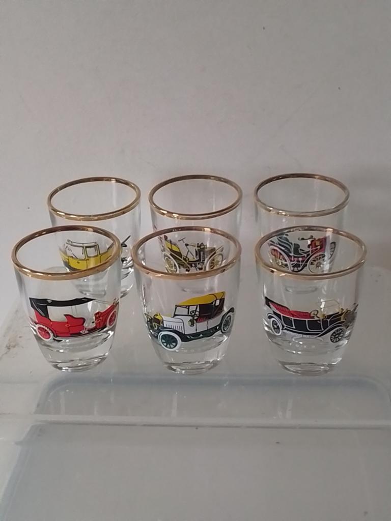 Zes  vintage borrelglaasjes, Antiek en Kunst, Antiek | Glas en Kristal, Ophalen of Verzenden