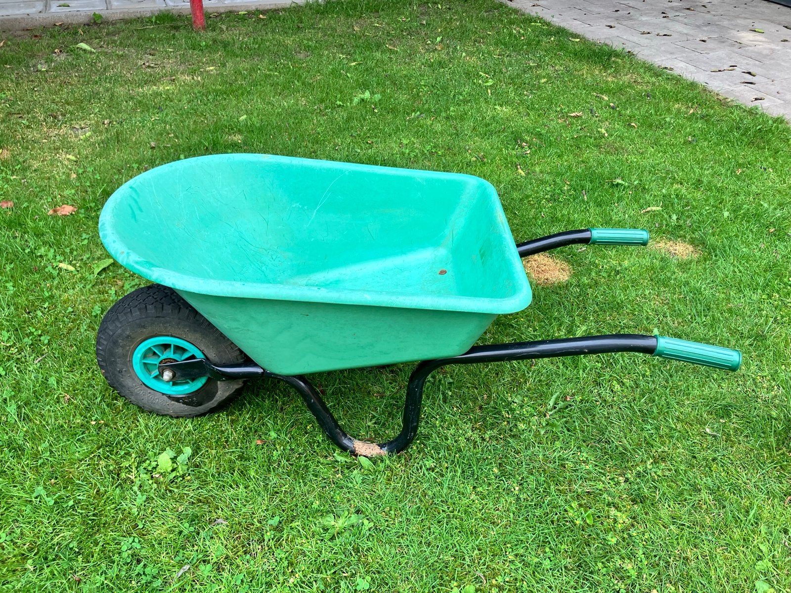 Groene kinder kruiwagen met kunststof bak, Ophalen, Gebruikt