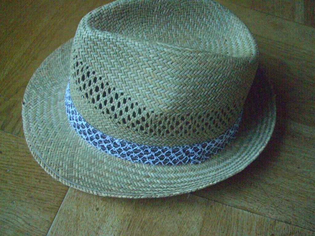 HEREN STRO HOED ca. 1960-1970, Ophalen of Verzenden, Zo goed als nieuw, 57 cm (M, 7⅛ inch) of minder, Hoed
