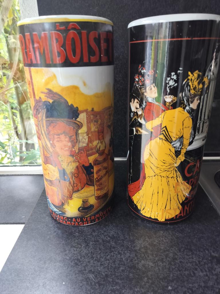 Set van 2 vintage reclame glazen - La Framboise & Caffè, Ophalen of Verzenden