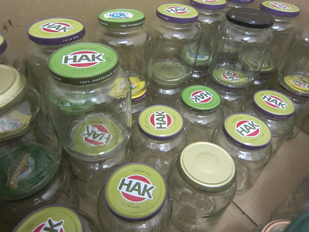 weck potten HAK  glaspot 55 stuks !!!  100 HAK, Ophalen of Verzenden, Zo goed als nieuw, Overige merken, Glas