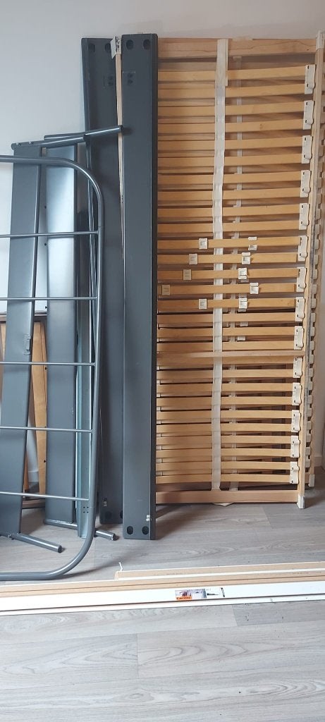 Ikea bed Kopardal 160x200 incl 2 lattenbodems, Huis en Inrichting, Slaapkamer | Bedden, Ophalen, Gebruikt, Zwart, Tweepersoons