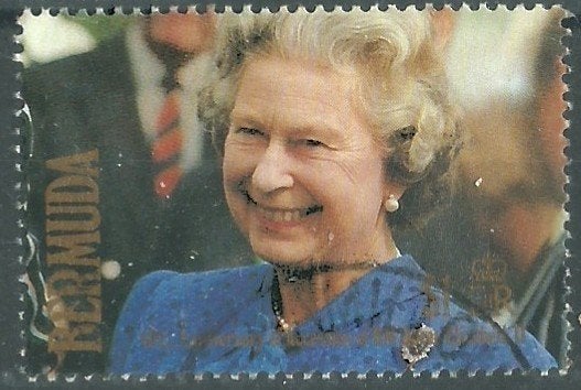 BERMUDA 1992 $ 1.00 40j. Troonsbestijging, Michel: 610, Gest, Verzenden, Gestempeld, Koningshuis