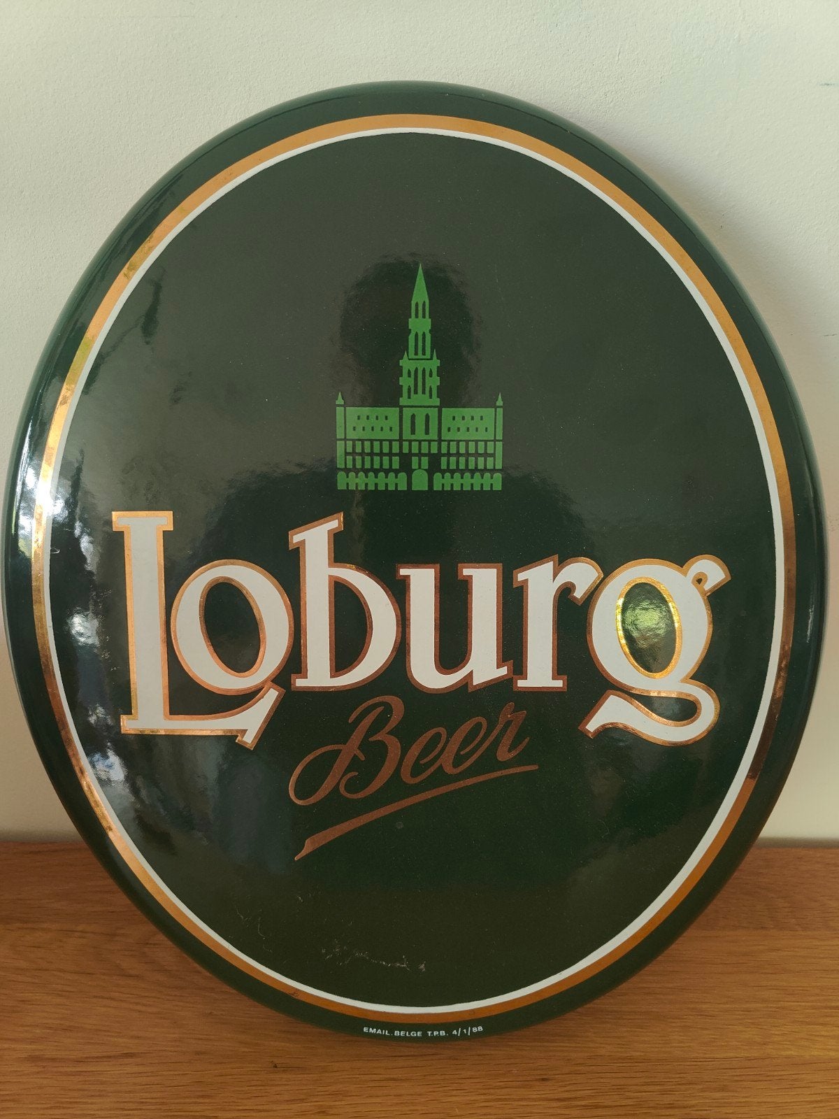 Vintage Loburg Beer Emaille Bord - Belgisch Emaille 1988, Ophalen of Verzenden