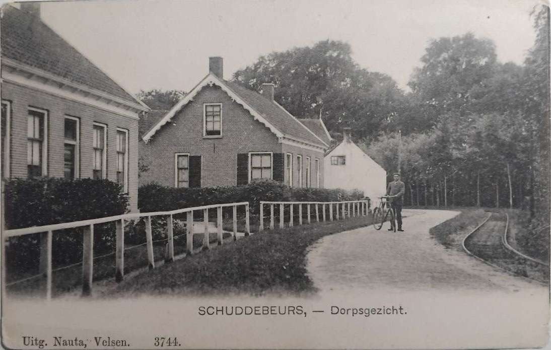 Schuddebeurs Dorpsgezicht met RTM Tramrails (Zeeland), Ophalen of Verzenden, Voor 1920, Ongelopen, Noord-Holland