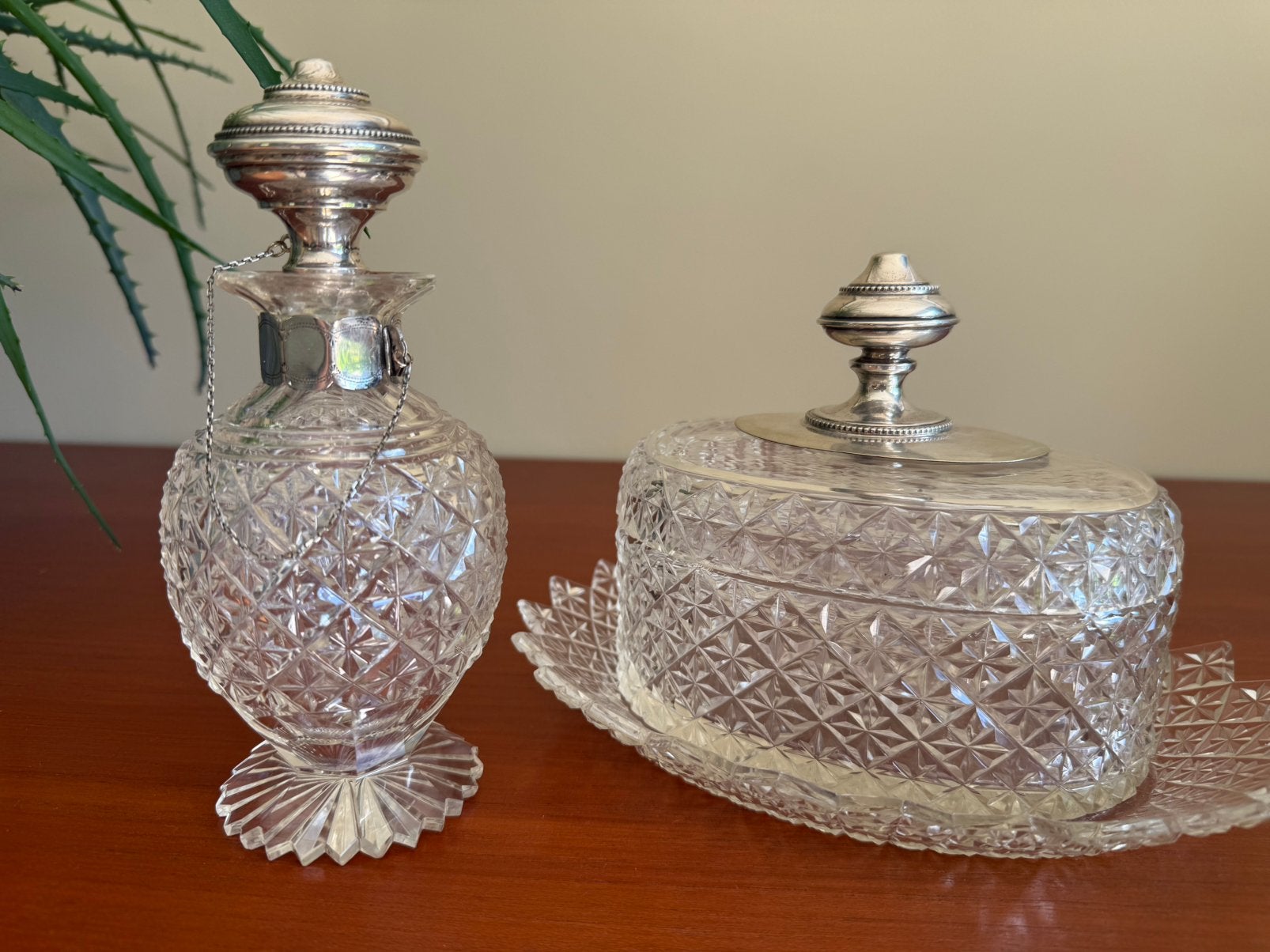 Bijzondere antieke set van kristal en zilver, Antiek en Kunst, Ophalen of Verzenden, Zilver