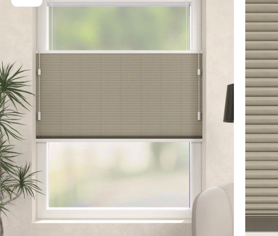 Plissé gordijn Zand Verduisterend 154x155cm Top/Bottom, Ophalen, Verduisterend, Beige, Nieuw