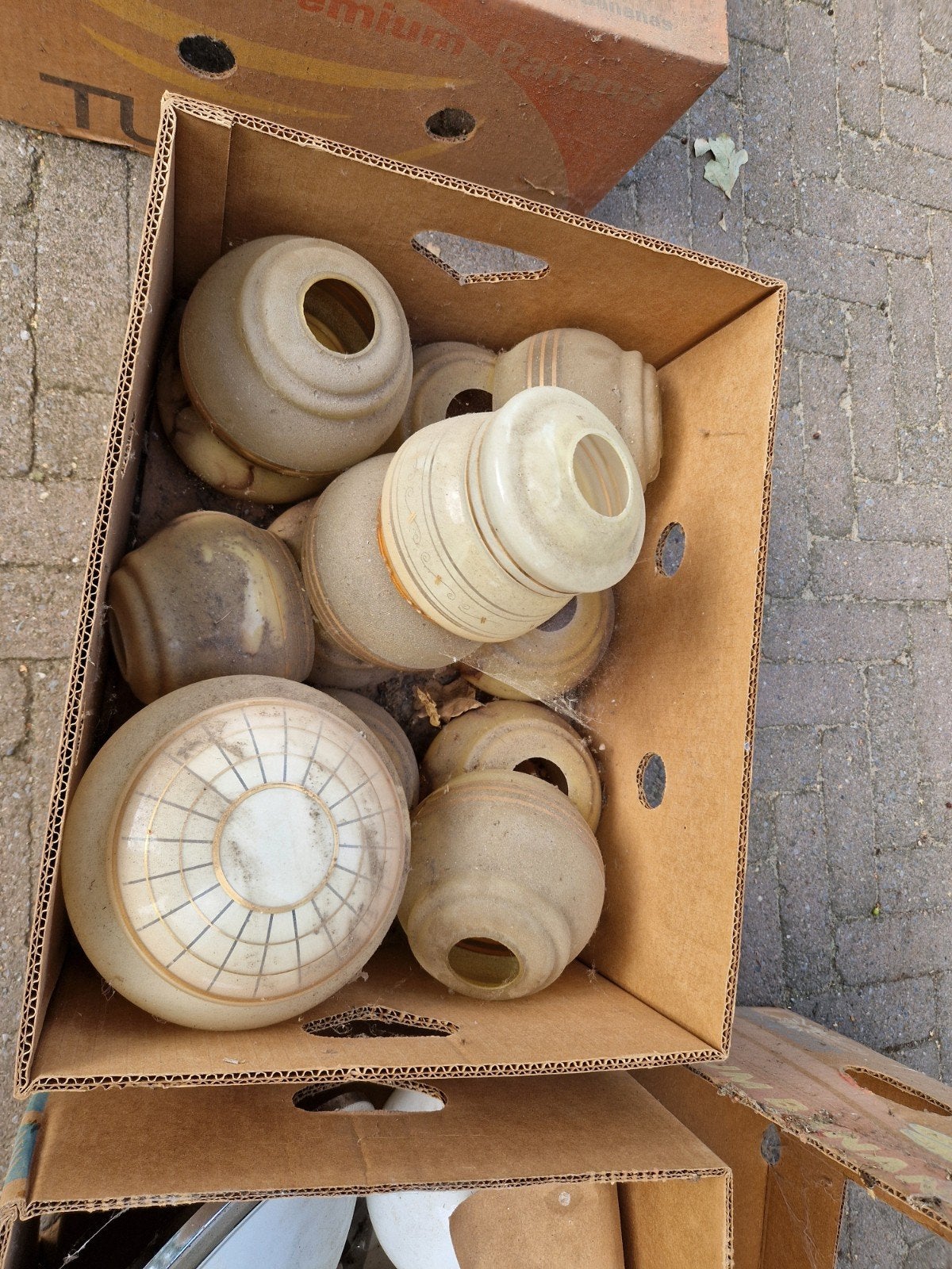 Partij vintage lampenkappen/glaswerk, Antiek en Kunst, Antiek | Lampen, Ophalen