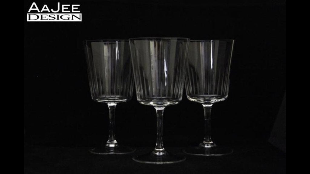 3 Schott Zwiesel - Wijnglas - Gegraveerde lijnen - Kristal, Ophalen of Verzenden, Gebruikt, Overige typen