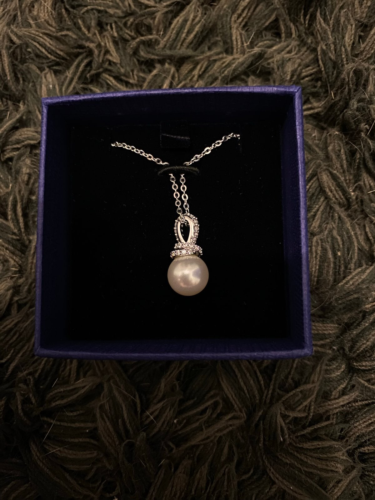 Swarovski ketting met hanger en parel, Sieraden, Tassen en Uiterlijk, Kettingen, Verzenden, Zo goed als nieuw, Zilver, Overige materialen