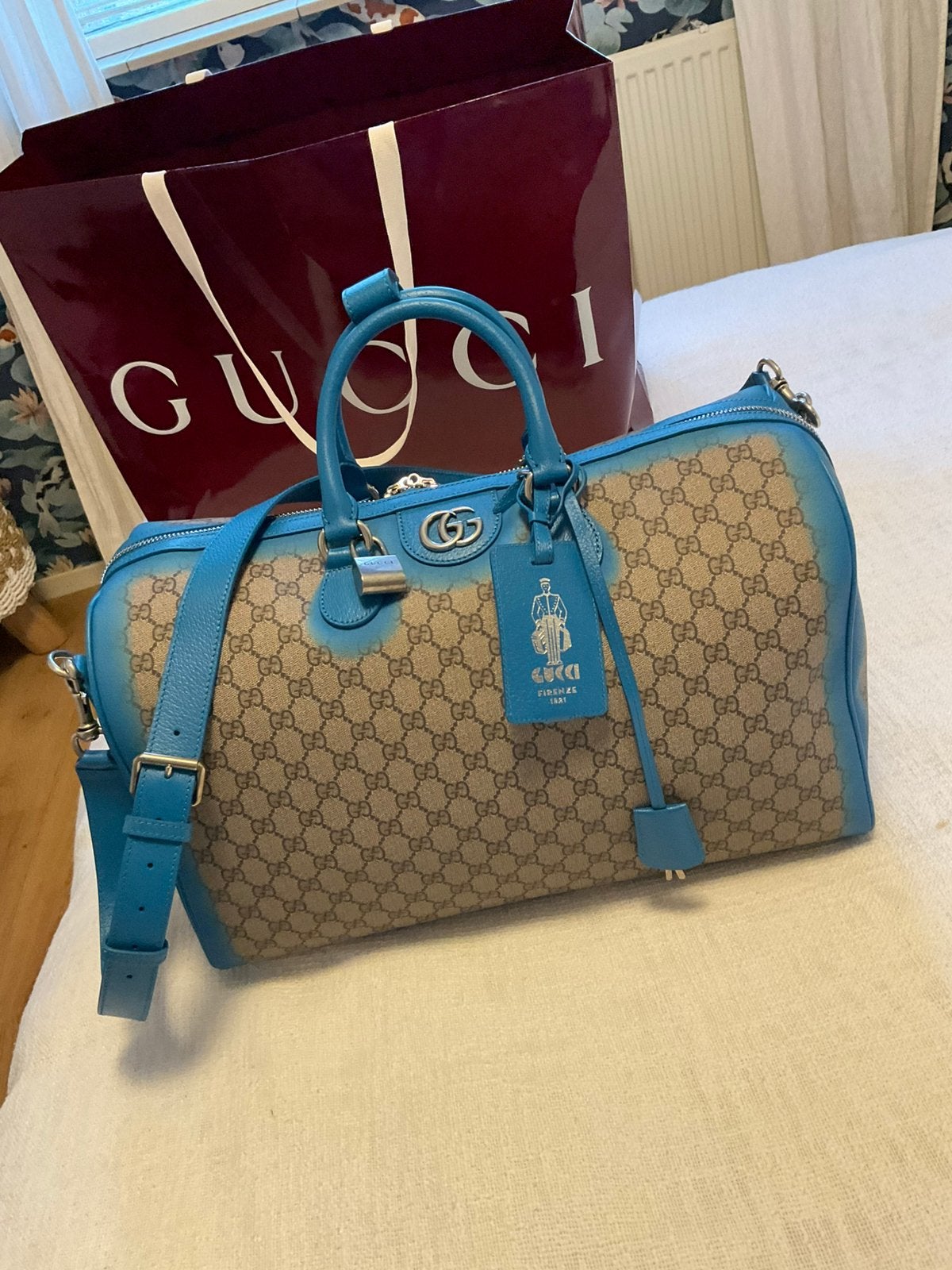 Gucci duffle bag nieuw, 40 tot 60 cm, 30 cm of meer, Blauw, Nieuw