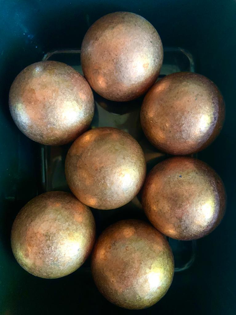 7x Massief koperen ballen circa 3800 gram., Postzegels en Munten, Edelmetalen en Baren, Koper, Ophalen of Verzenden