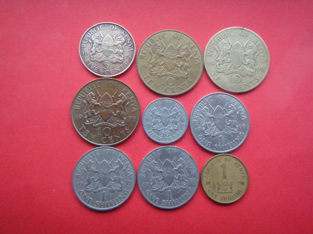 Kenia setje munten 5, 10, 50 Cent en 1 Shilling 1966 / 1998., Verzenden, Overige landen, Setje
