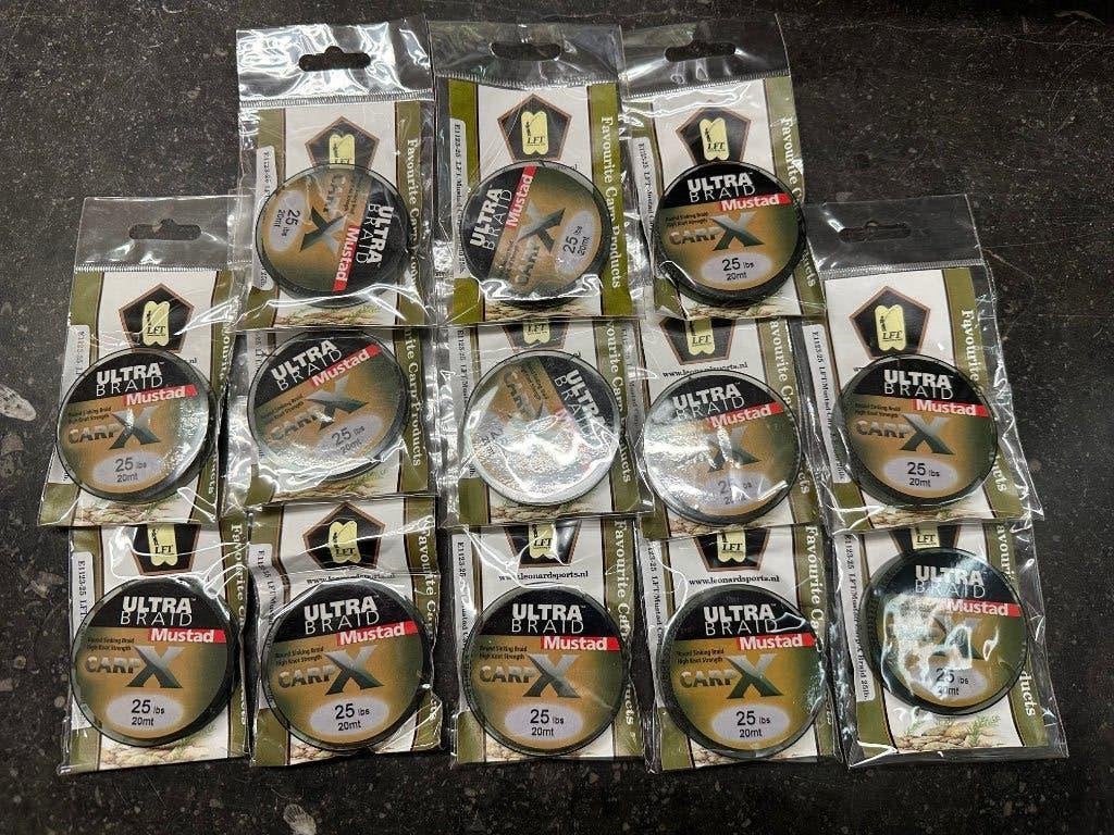 13x Mustad carp X sinking braid 25lbs 20m, Nieuw, Mustad, Ophalen of Verzenden, Vislijn