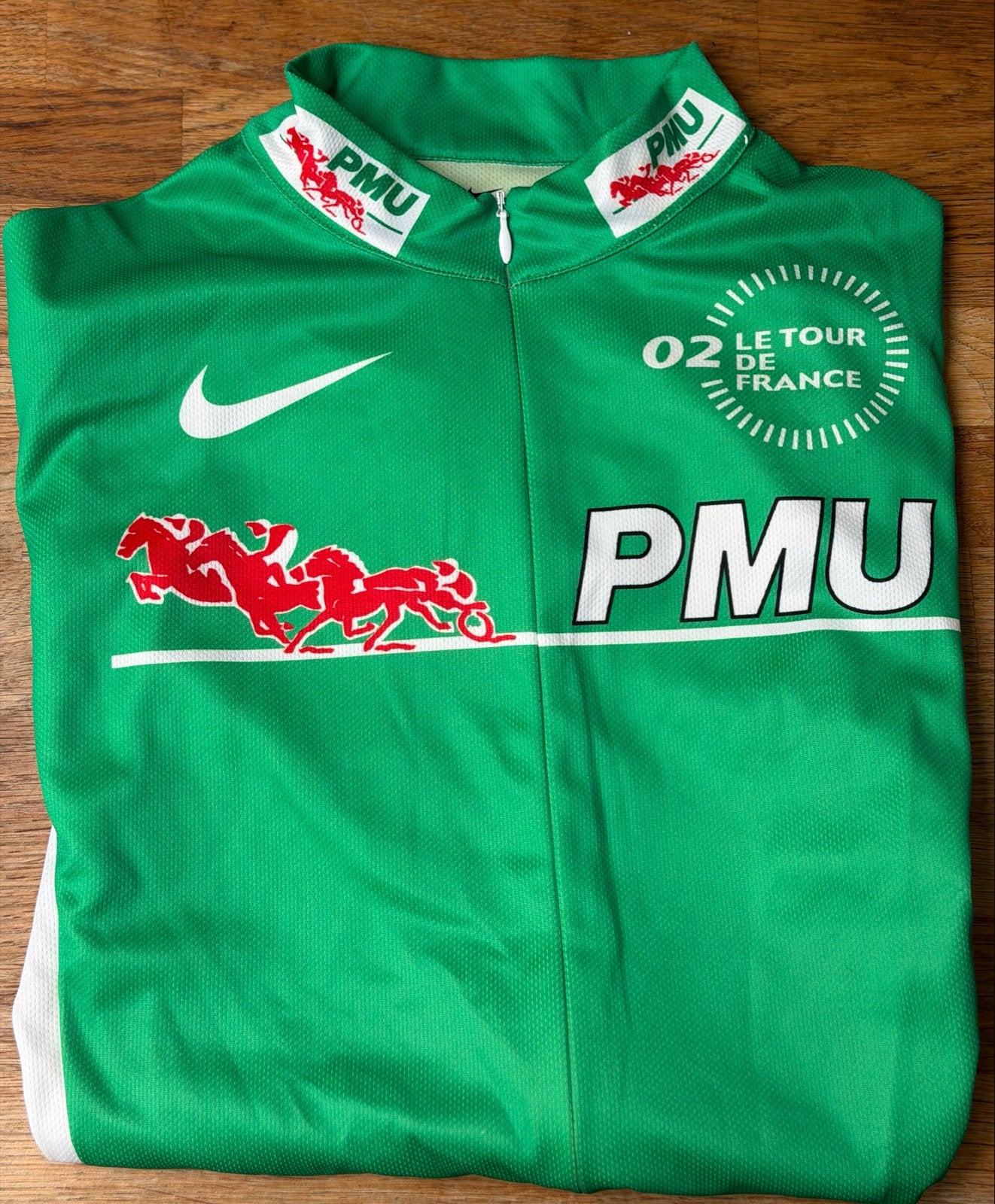 Vintage Nike wielertrui Tour de France PMU Groene trui S, Ophalen, Hardlopen of Fietsen, Gedragen, Groen