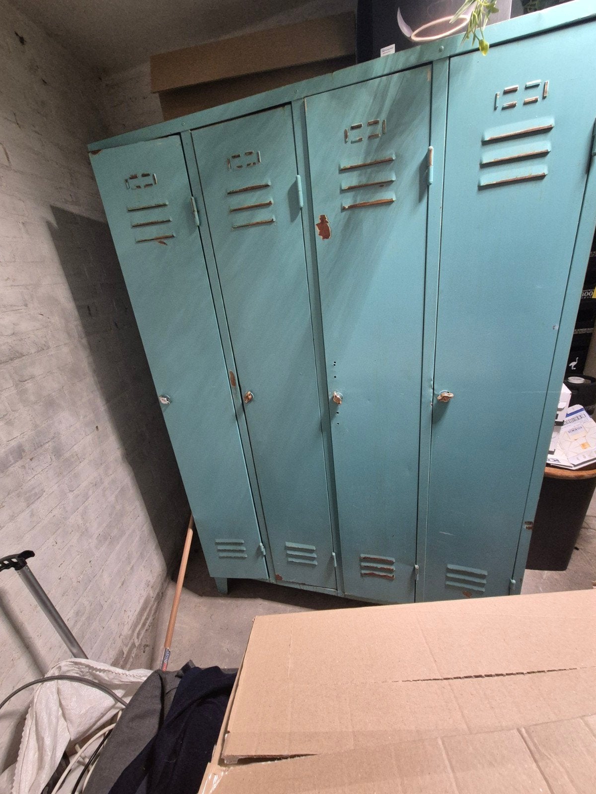 Vintage metal locker kast, industrieel, groen, Ophalen, Gebruikt, Met plank(en), Vintage, Industrieel