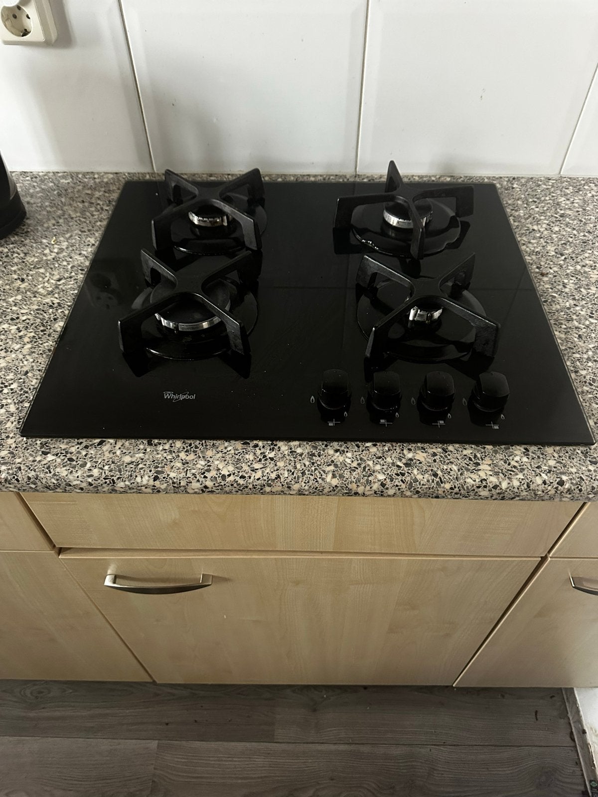 Whirlpool gasfornuis 4-pits inbouw, Ophalen, 4 kookzones, Zo goed als nieuw, Inbouw