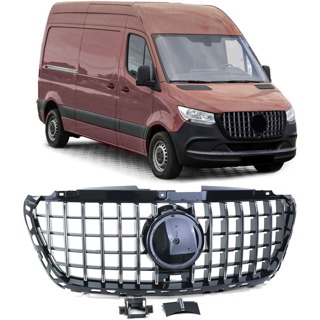 Grill Mercedes Sprinter W907 910 Glans Zwart / Chrome, Auto diversen, Tuning en Styling, Verzenden, Automotive Parts, A.parts@hotmail.nl