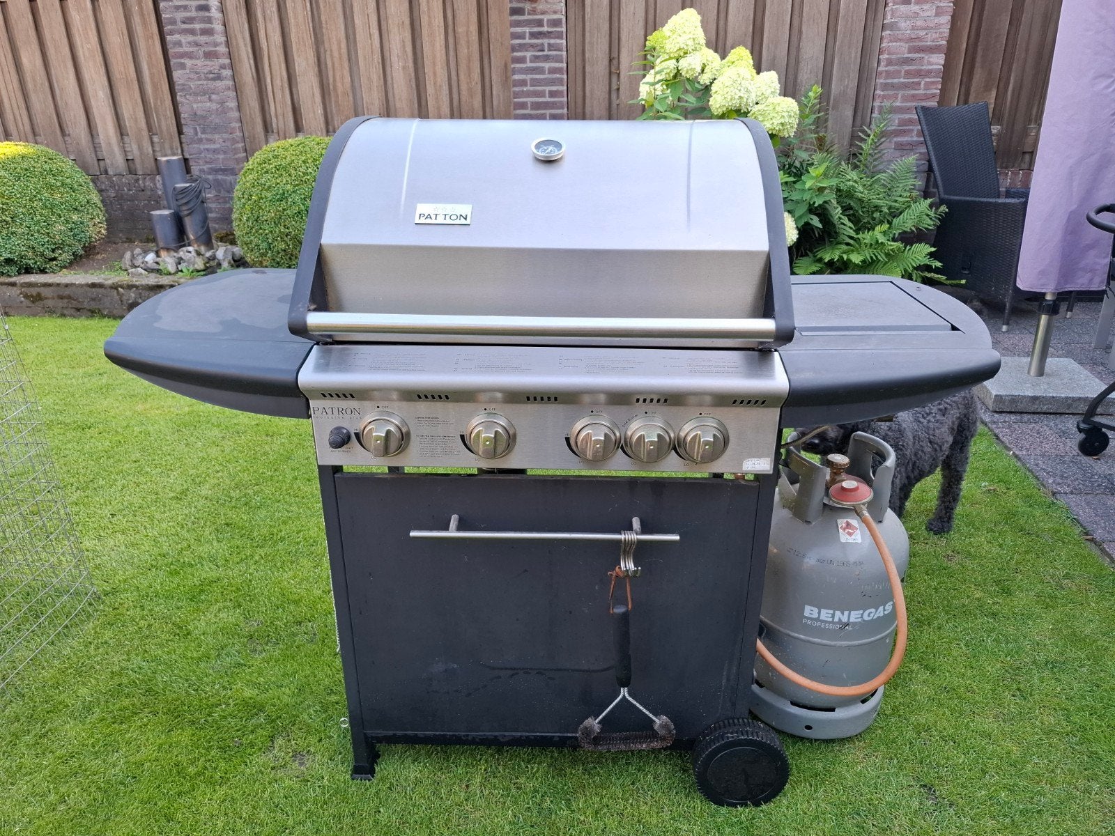 Gas BBQ 4 branders + zijbrander - Patton, Ophalen of Verzenden, Gebruikt, Patton
