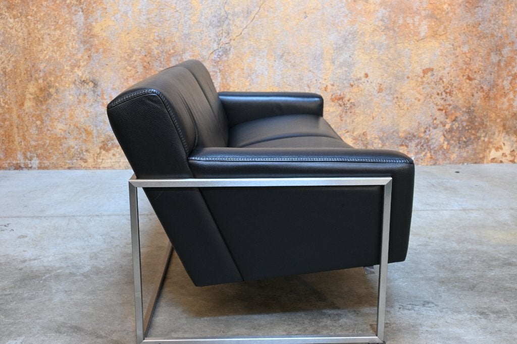 ZGANieuw zwarte leren Leolux Adartne design bank, Huis en Inrichting, Leolux, Leolux, Driepersoons, 75 tot 100 cm