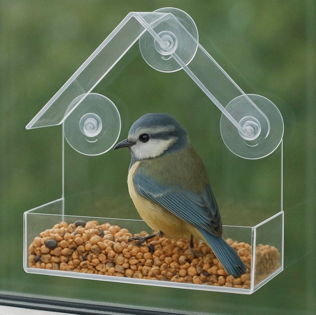 Vogelvoederhuisje voor Kleine Vogels - Doorzichtig, Ophalen of Verzenden, Zo goed als nieuw