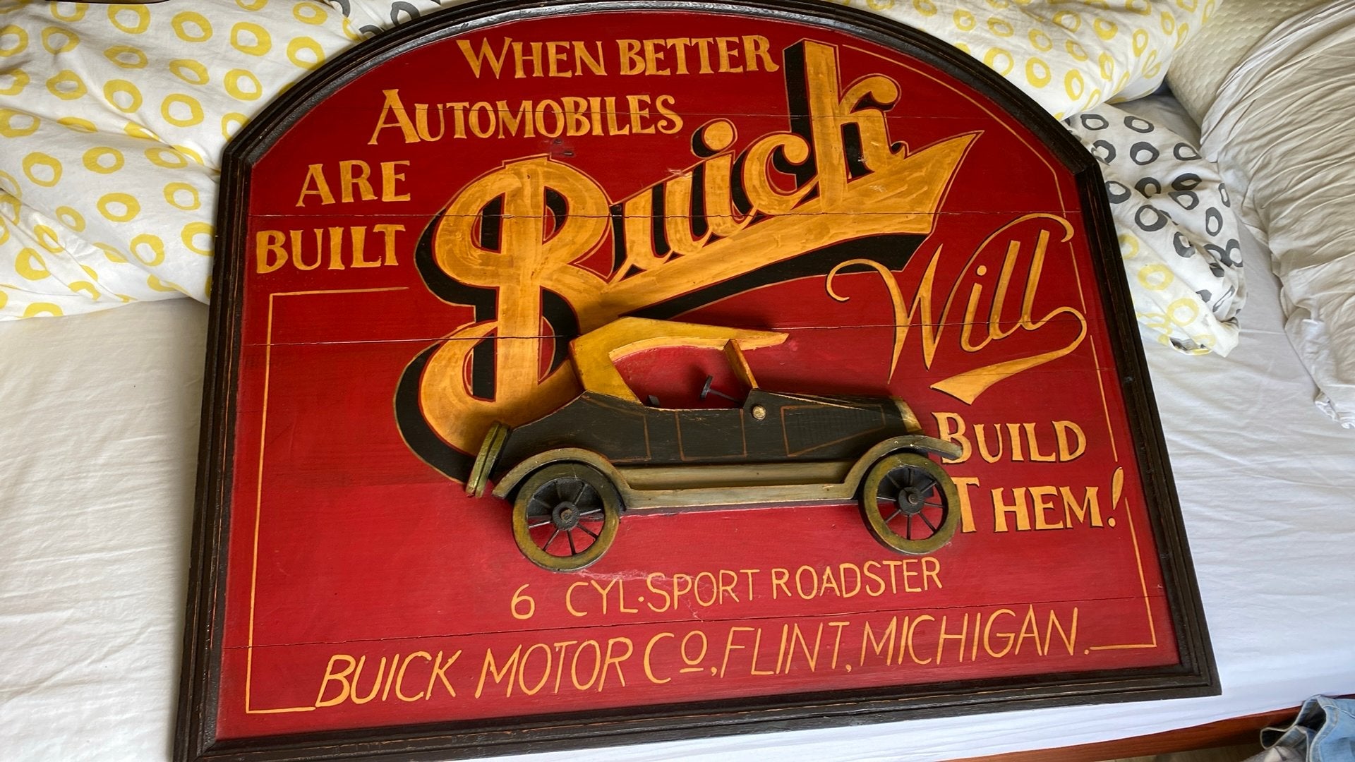 90 x 78 houten bord met buick jaren 30  advertentie, Ophalen, Zo goed als nieuw, Auto's