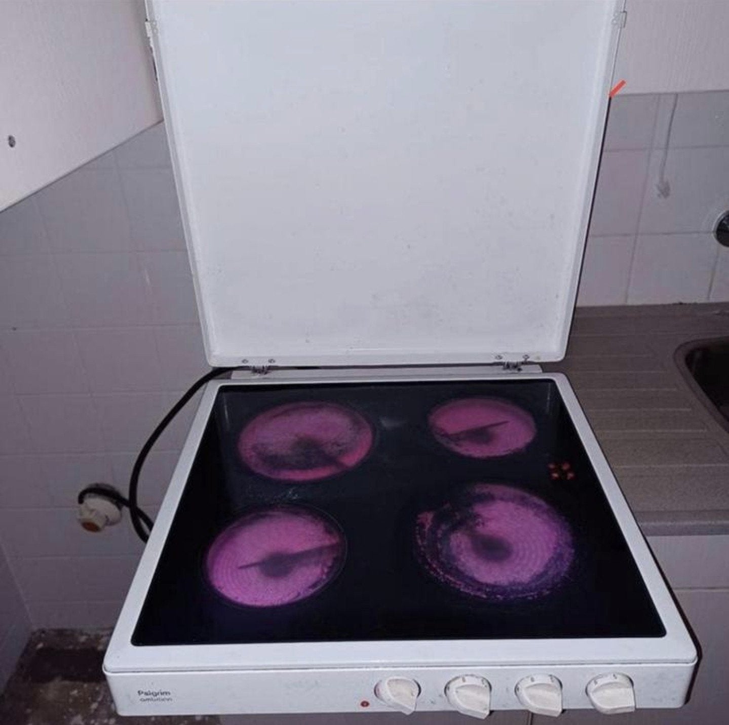 Pelgrim 4pits Kiramisch Elektrisch Kookplaat Perilex Stekker, Witgoed en Apparatuur, Ophalen of Verzenden, Gebruikt, Keramisch