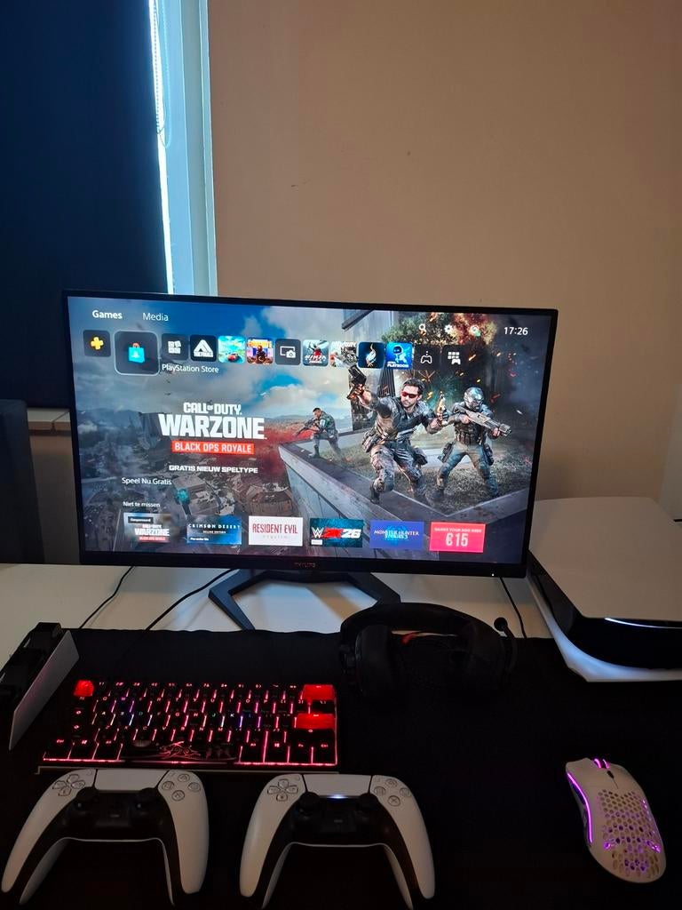 PS5 Gaming Setup – PS5 + 27” 165Hz Monitor + Accessoires, Ophalen, Gebruikt, Playstation 5