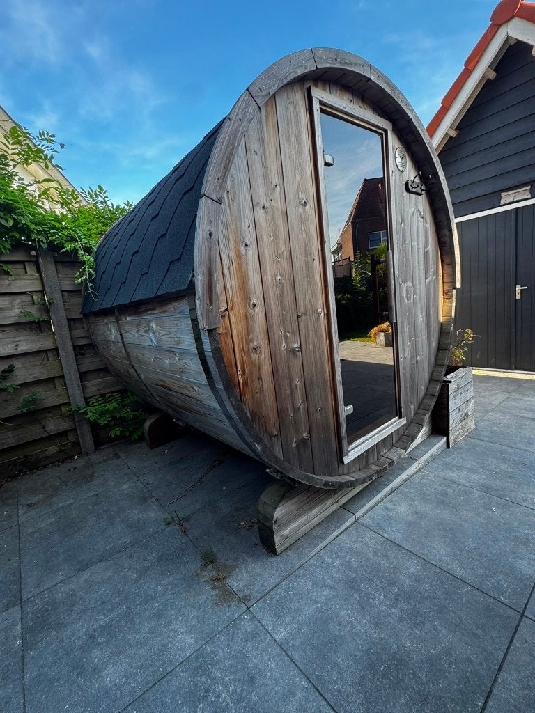 Welvaere Tønsauna 200 | Thermohout | Harvia 9kW | Compleet, Ophalen, Zo goed als nieuw, Fins of Traditioneel, Complete sauna