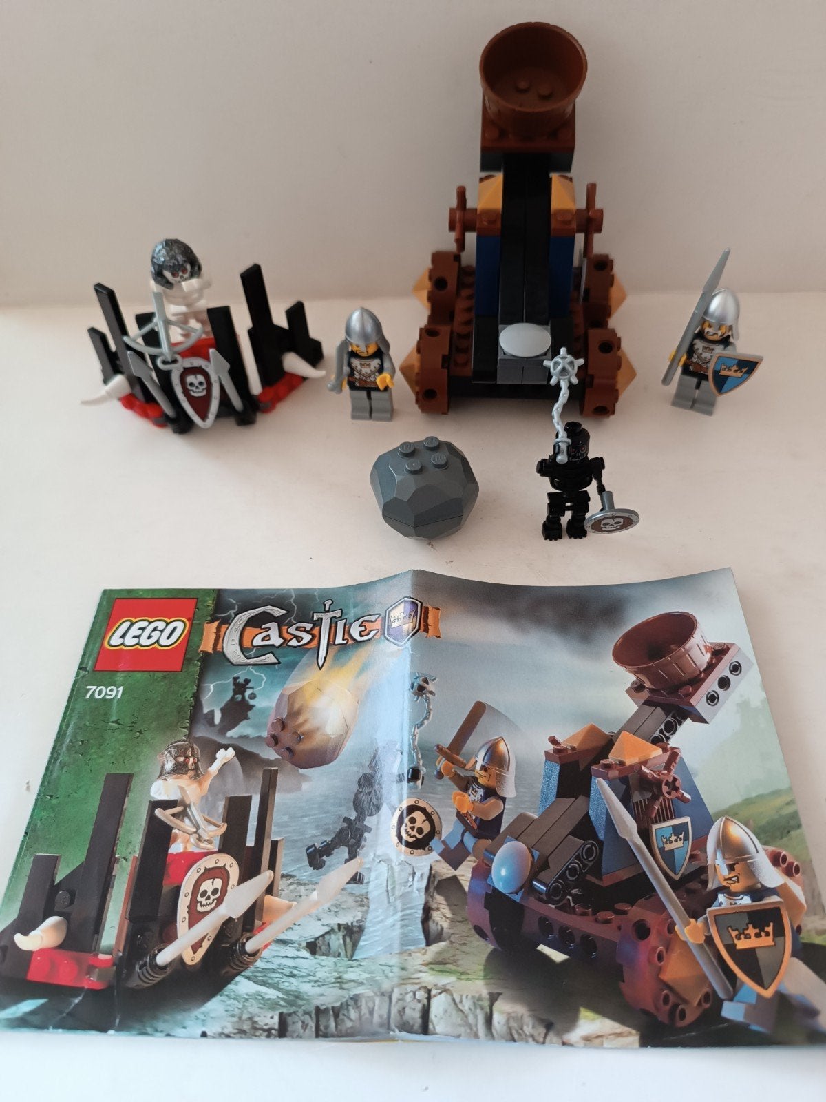 Lego Castle 7091 Knight's Catapult Defense compleet, Kinderen en Baby's, Gebruikt, Lego, Inclusief instructies, Ophalen of Verzenden