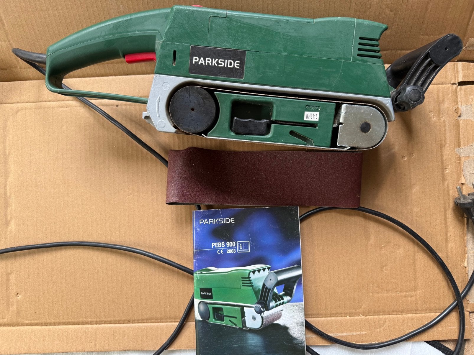 Parkside bandschuurmachine + handleiding, Ophalen, Gebruikt, 600 tot 1200 watt, Bandschuurmachine