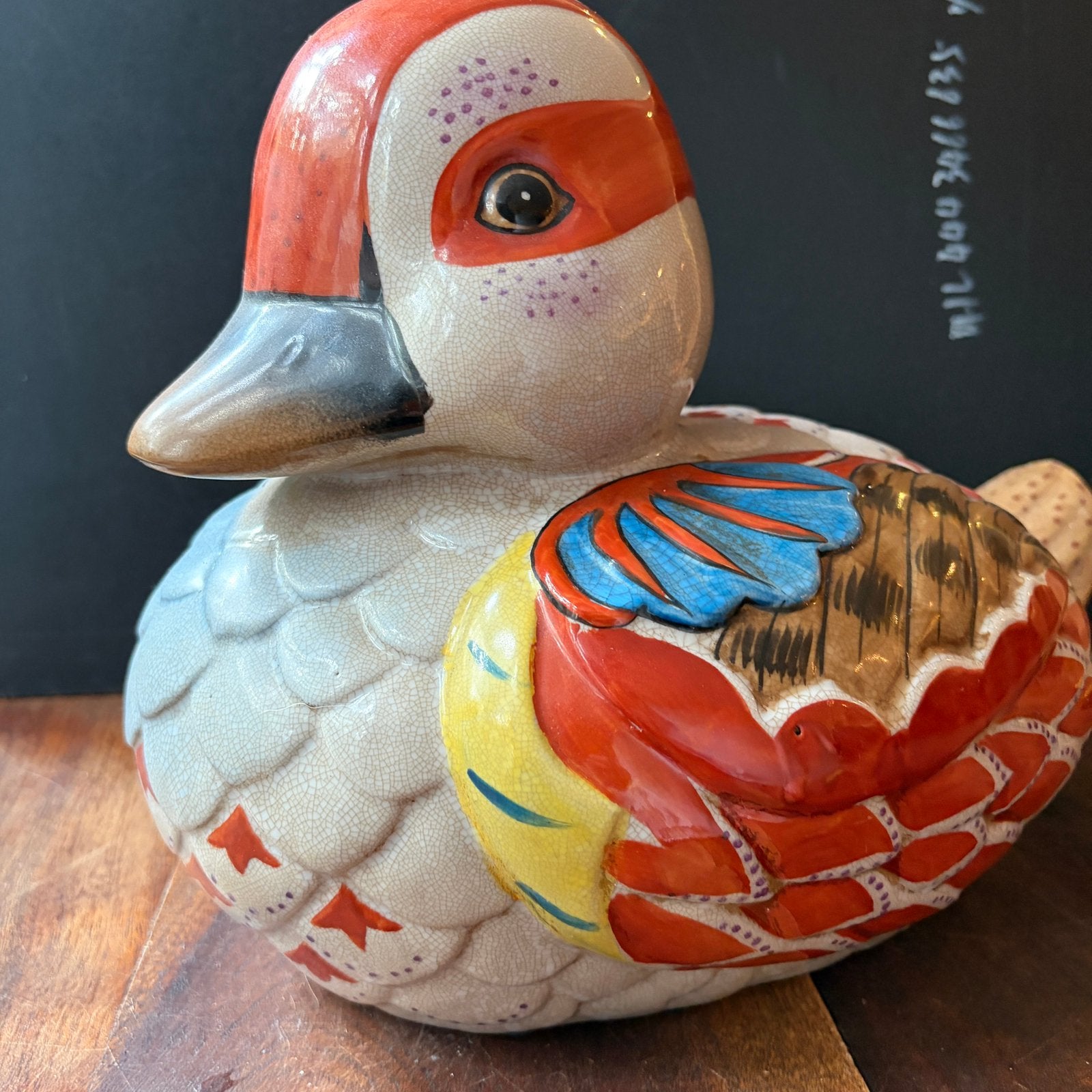 Vintage hand-beschilderde keramische eend - Art Deco decor, Ophalen of Verzenden