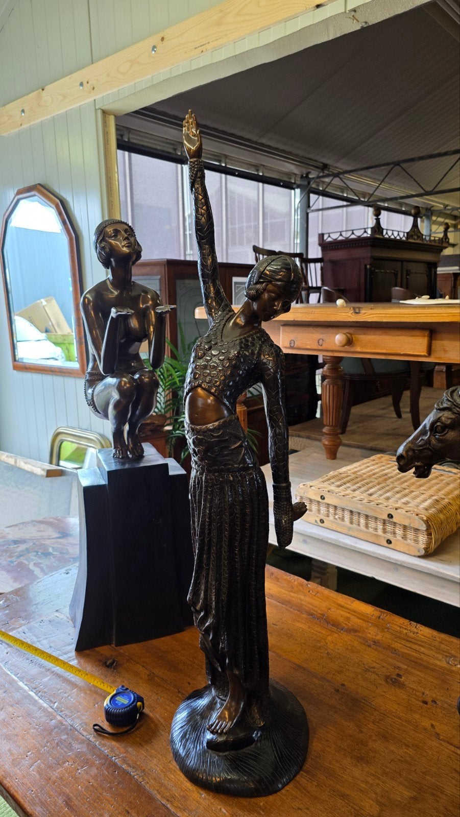Zeer groot bronzen Art Deco beeld, Ophalen
