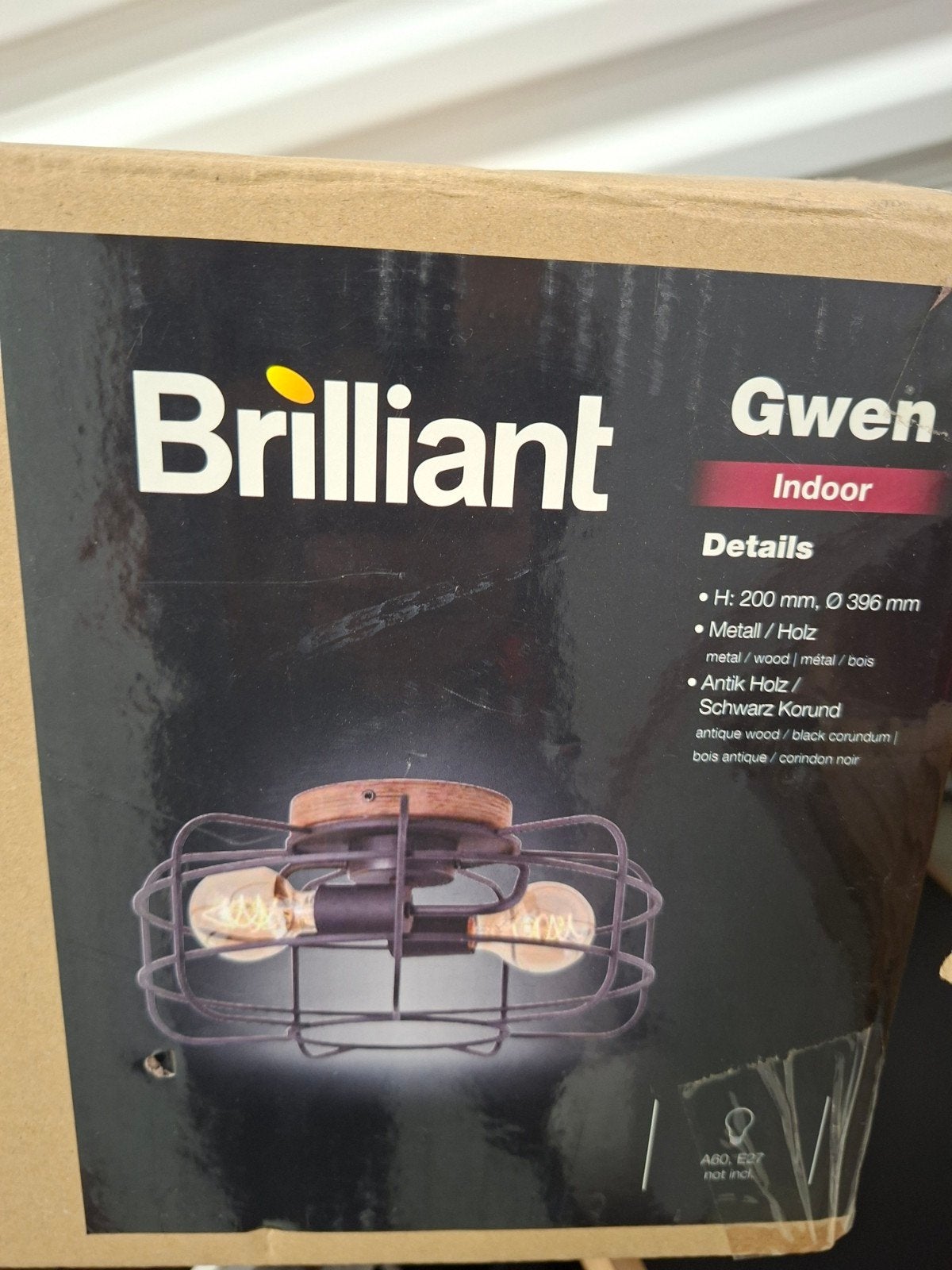Brilliant industriële plafondlamp met hout NIEUW!, Zwart, LED, Nieuw, Brilliant