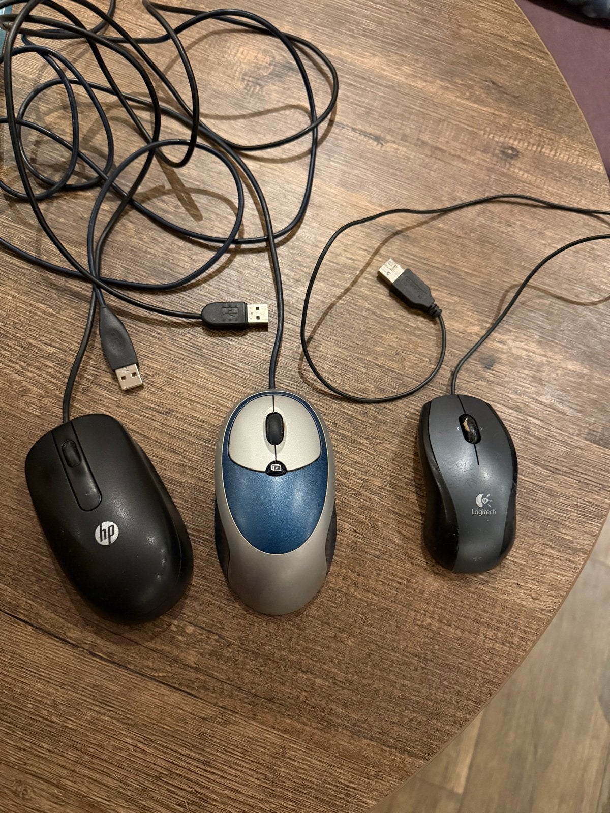 3 Bedrade USB/PS/2 Muizen - HP, Logitech & Onbekend Merk, Computers en Software, Ophalen of Verzenden, Gebruikt, Bedraad, Muis