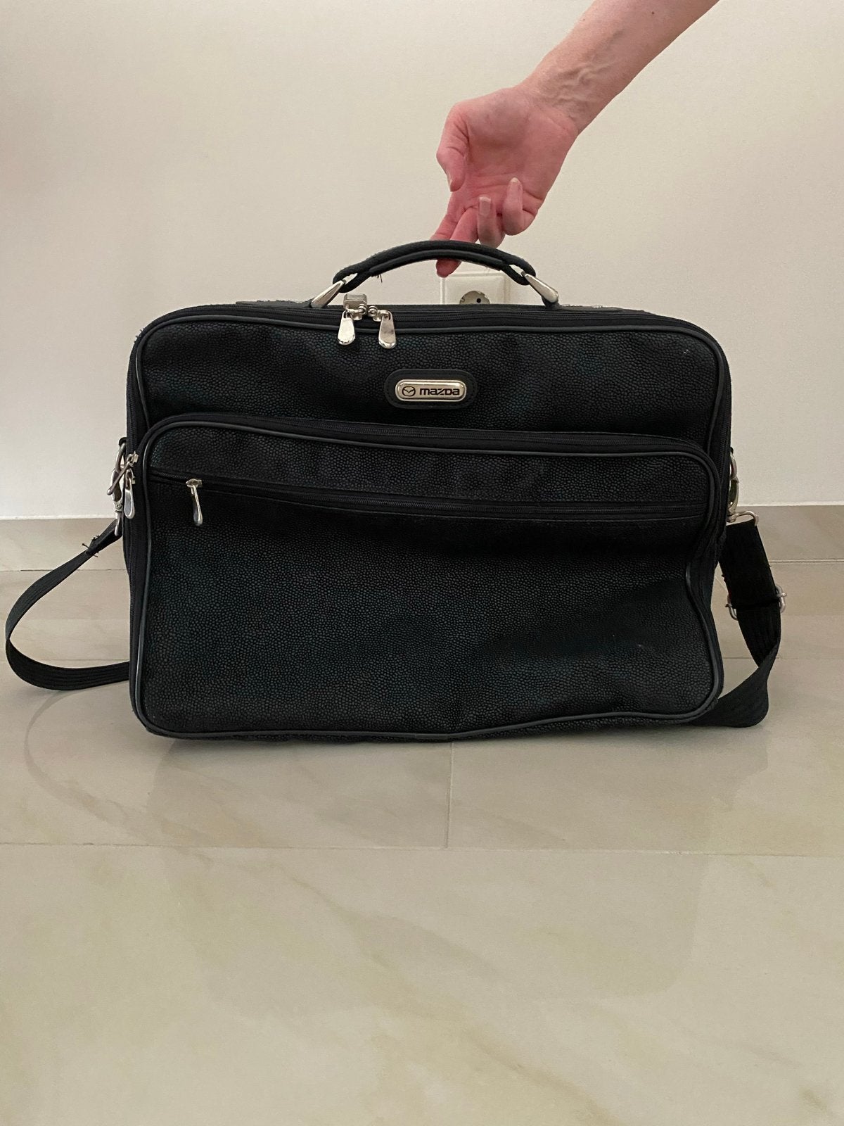 Mazda werktas van zwart leer - ca. 50 cm breed, Sieraden, Tassen en Uiterlijk, 40 tot 60 cm, 30 cm of meer, Gebruikt, Zwart
