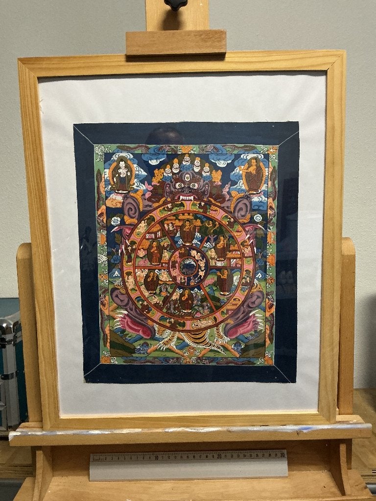 Schilderijtje uit Nepal, Antiek en Kunst, Figuren, Handgeschilderd, Ophalen of Verzenden, Overige technieken